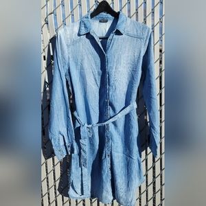 Vintage Jean Button Up Midi With Belt Long Sleeve Size 8 River Island